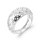 Bague dôme ajouré de fleurs stylisées en argent 925 rhodié