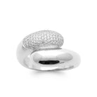 Bague dôme double volume lisse et pavé de zircons en argent 925, vue de profil