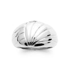 Bague dôme éventail godronné en argent 925 rhodié