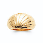 Bague dôme godrons en éventail sans pierre en plaqué or