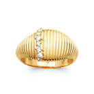 Bague dôme striée ligne verticale de zircons en plaqué or