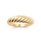 Bague dôme torsadé en plaqué or, vue de profil