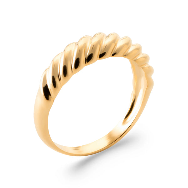 Bague dôme torsadé en plaqué or