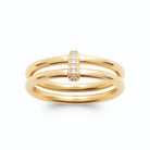 Bague double anneau et barrette pavée de zircons en plaqué or