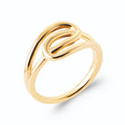 Bague double anneau boucles ovales entrelacées en plaqué or
