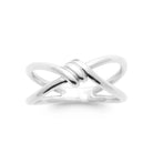 Bague double anneau croisé noué en argent 925 rhodié