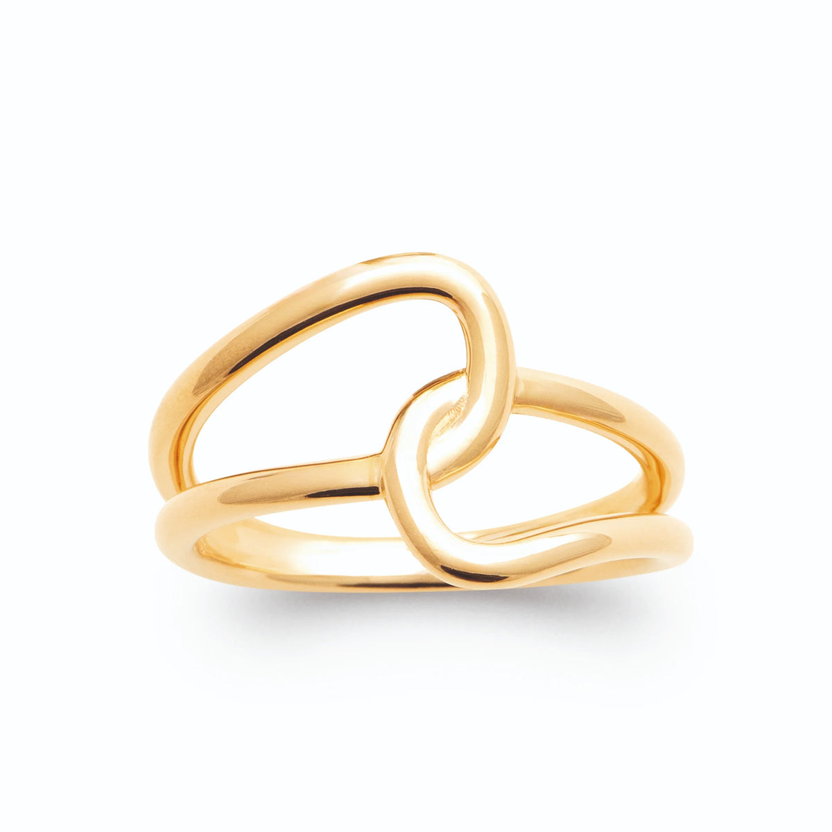 Bague double anneau maillons enlacés en plaqué or
