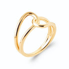 Bague double anneau maillons enlacés en plaqué or