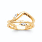 Bague double anneau vague et zircons navettes en plaqué or