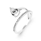 Bague double anneau zircon solitaire et ligne pavée en argent 925