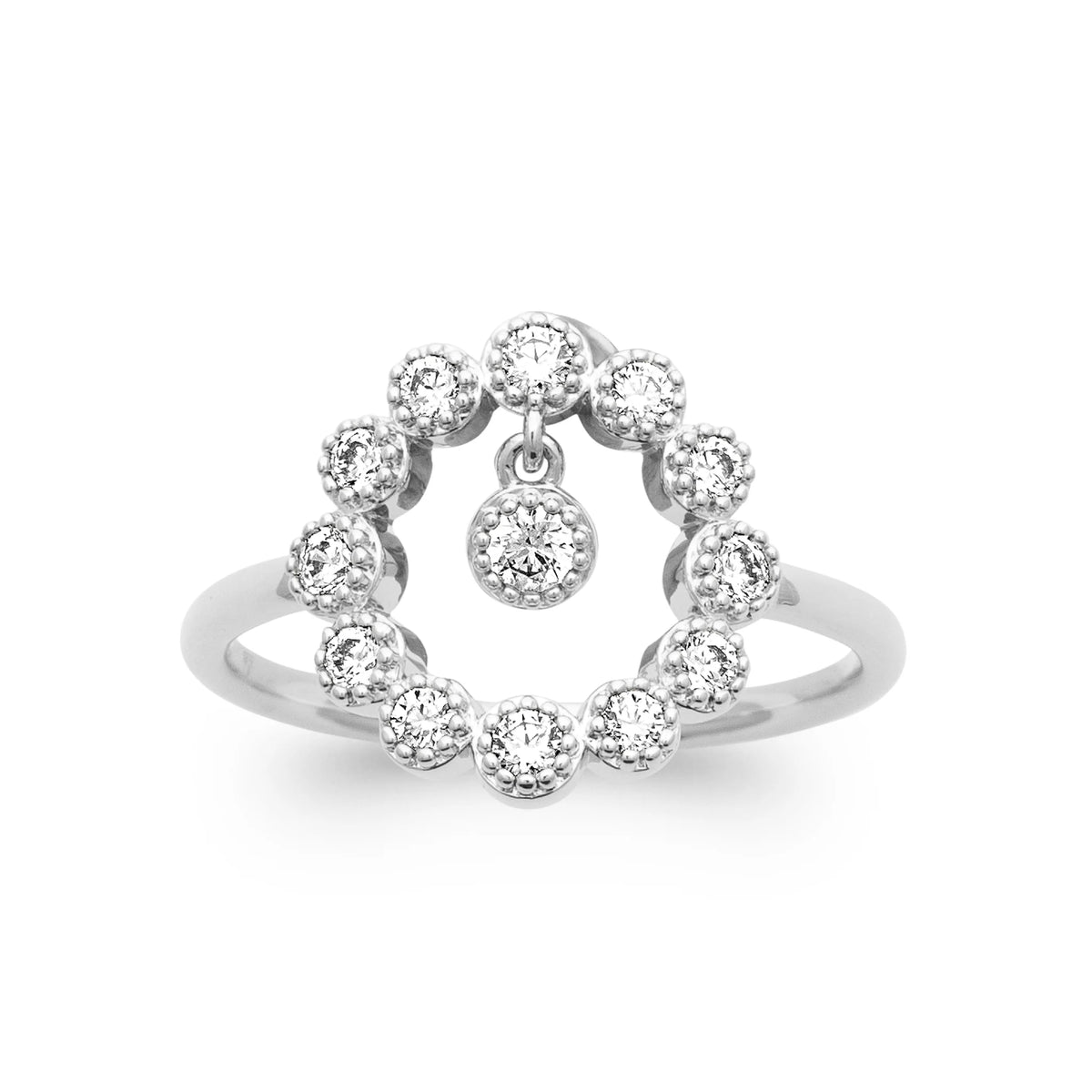 Bague double cœur ajouré de zircons en argent 925