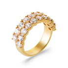 Bague double rang de gros zircons ronds sertis griffes en plaqué or