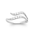 Bague double vague croisée pavée de zircons en argent 925, vue de face