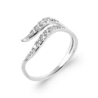 Bague double vague croisée pavée de zircons en argent 925