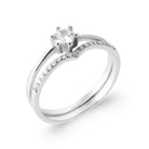Bague duo solitaire et anneau en V pavé en argent 925