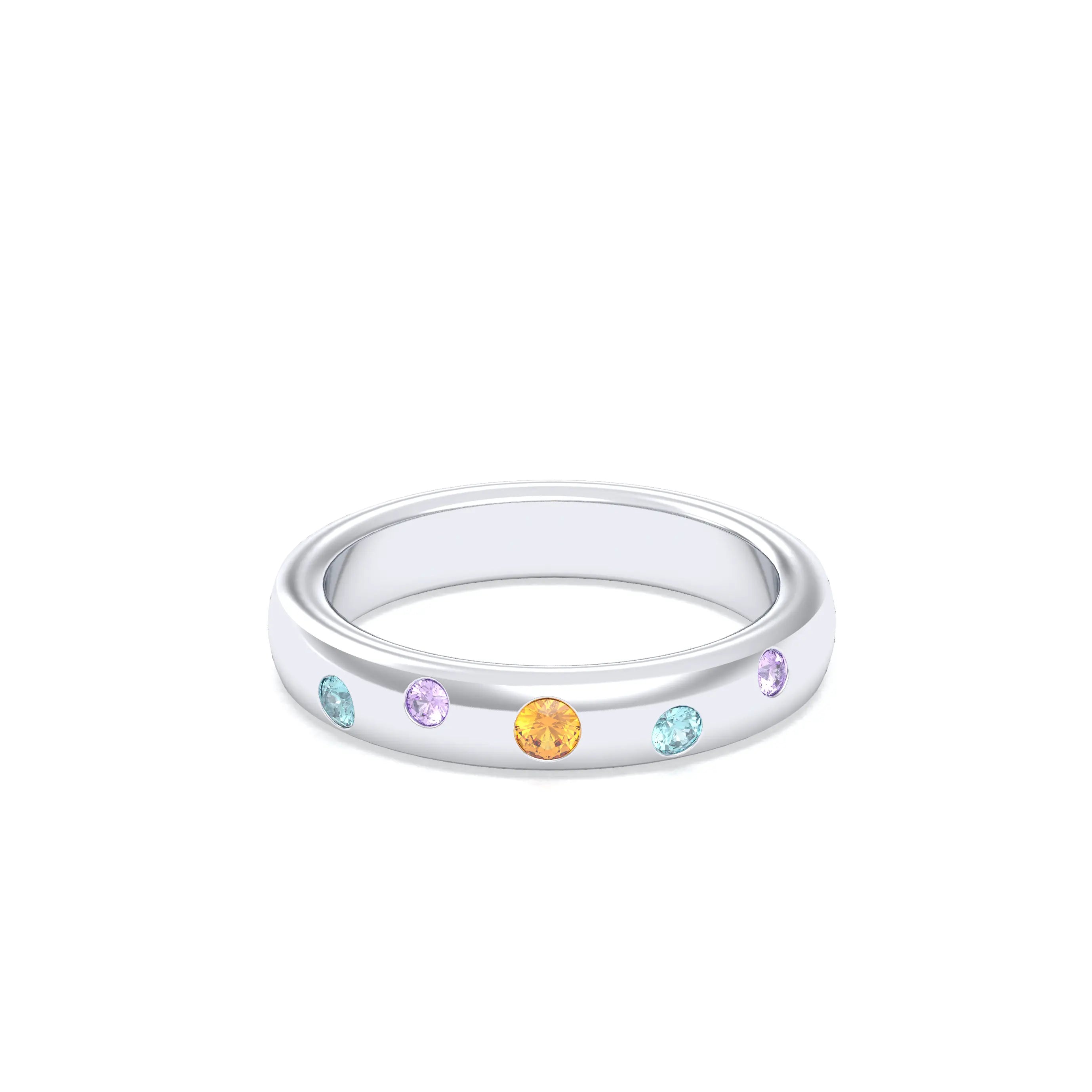 Bague Elisa – L'Éclat de l'Argent 950 et sa Constellation de Pierres Fines