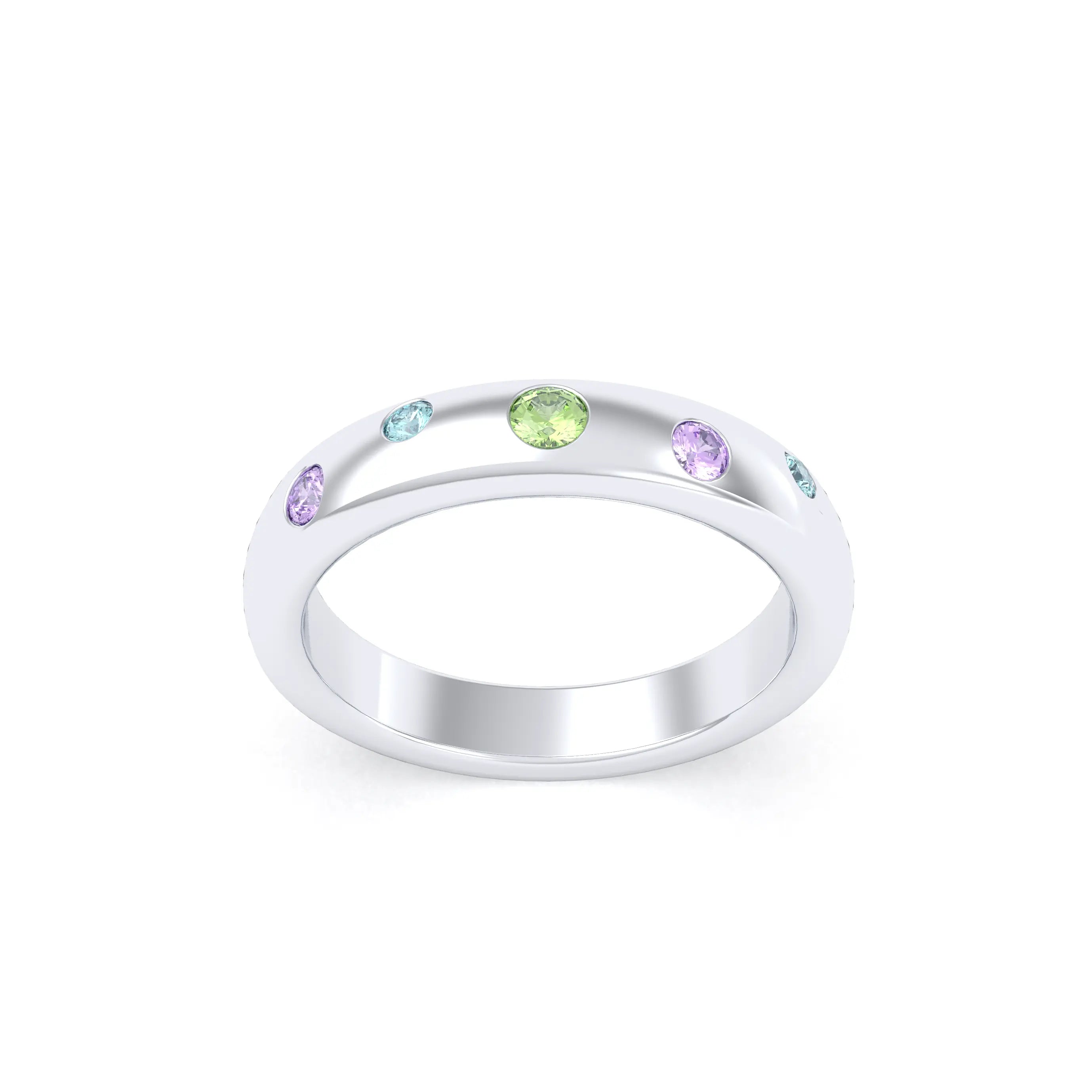 Bague Elisa – L'Éclat de l'Argent 950 et sa Constellation de Pierres Fines