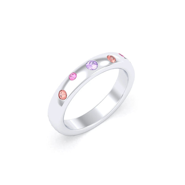 Bague Elisa – L'Alliance de l'Argent 950 et des Saphirs Précieux Améthyste