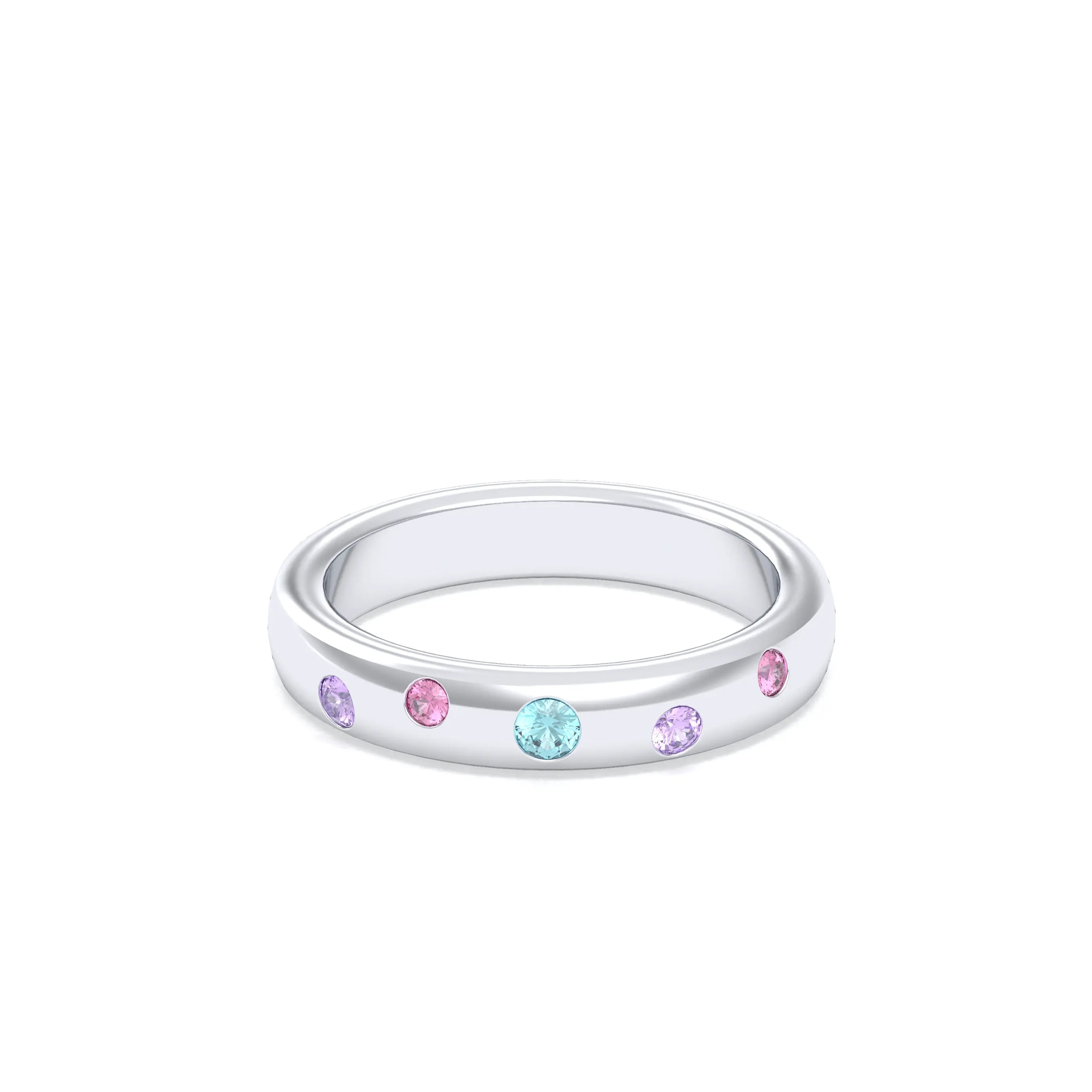 Bague Elisa – L'Éclat de l'Argent 950 et sa Constellation de Pierres Fines