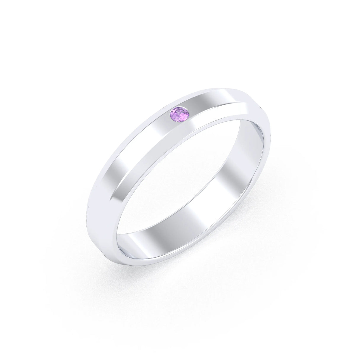 Bague Elisa Architecte biseautée en argent 950 – pierre fine ou précieuse au choix Améthyste