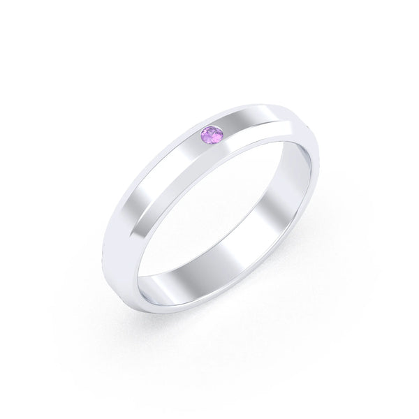 Bague Elisa Architecte biseautée en argent 950 – pierre fine ou précieuse au choix Améthyste