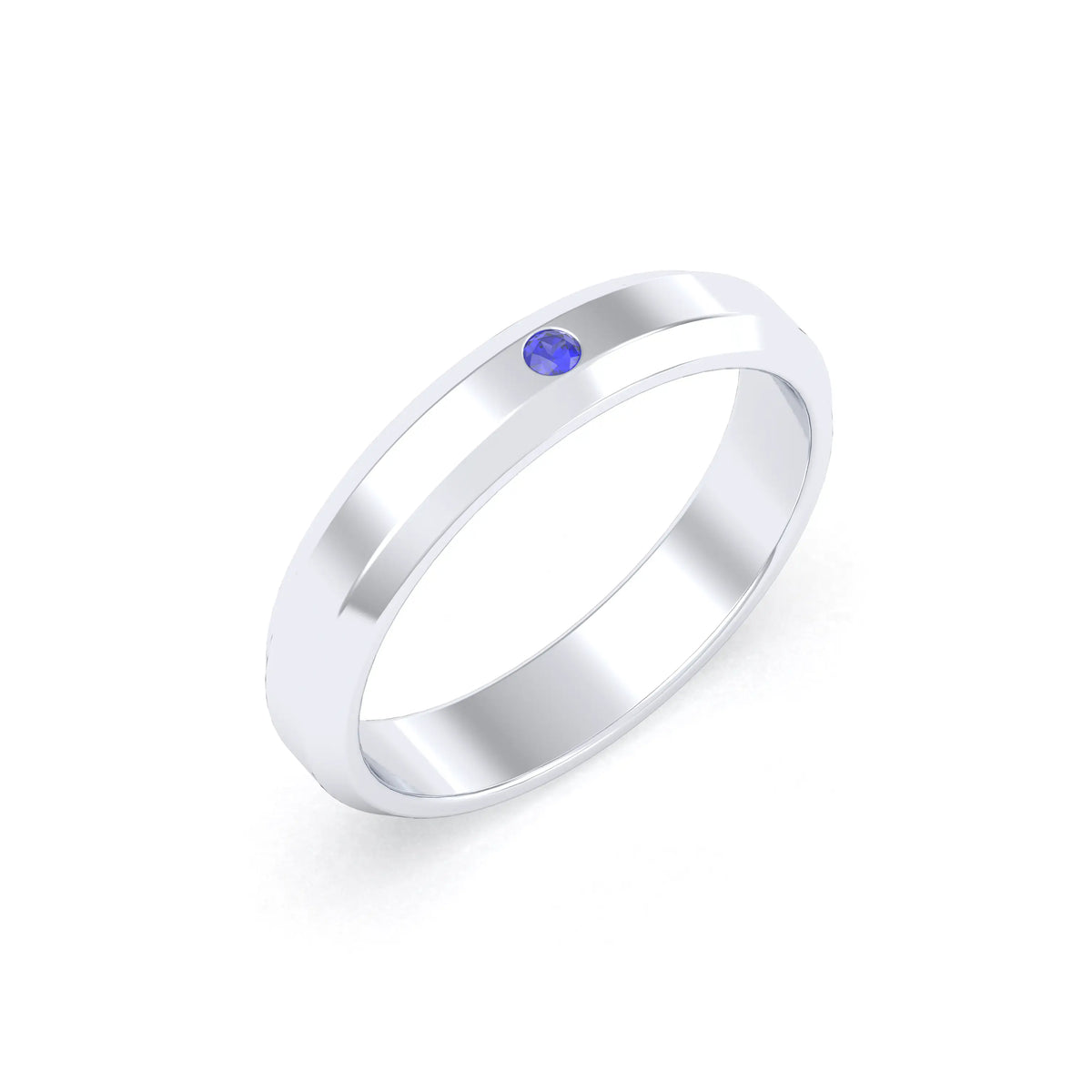 Bague Elisa Architecte biseautée en argent 950 – pierre fine ou précieuse au choix Saphir bleu