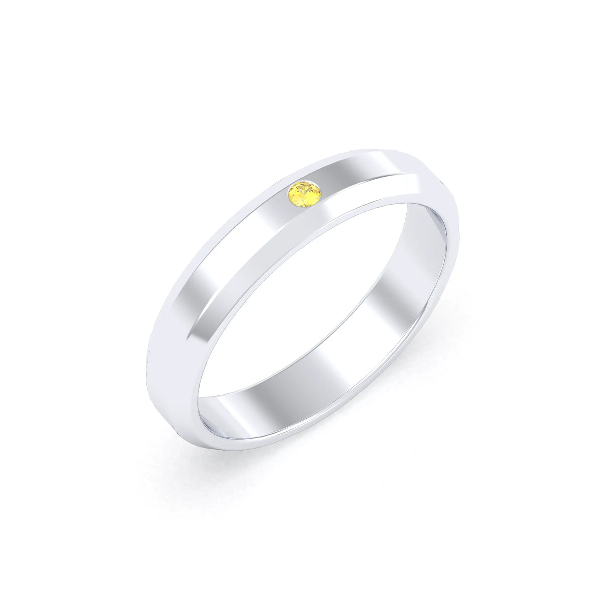 Bague Elisa Architecte biseautée en argent 950 – pierre fine ou précieuse au choix Saphir jaune