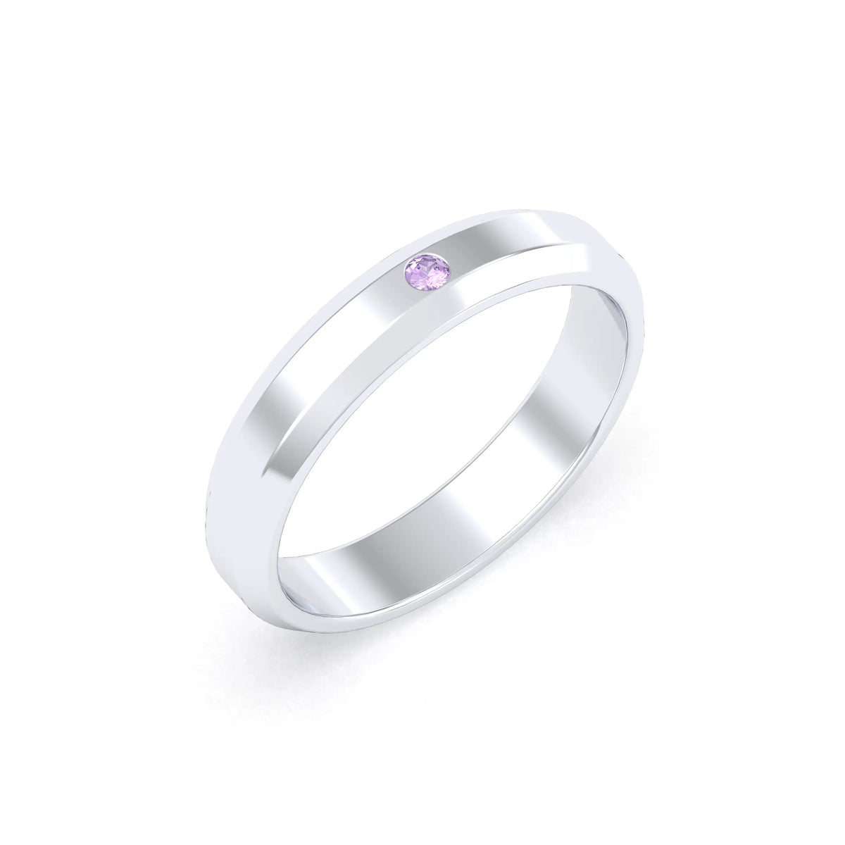 Bague Elisa Architecte biseautée en argent 950 – pierre fine ou précieuse au choix Saphir violet