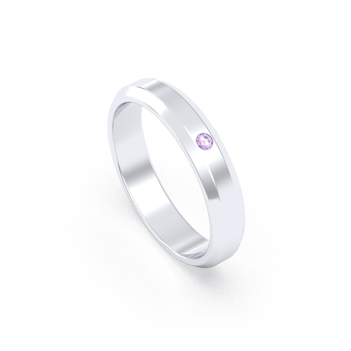 Bague Elisa Architecte biseautée en argent 950 – pierre fine ou précieuse au choix