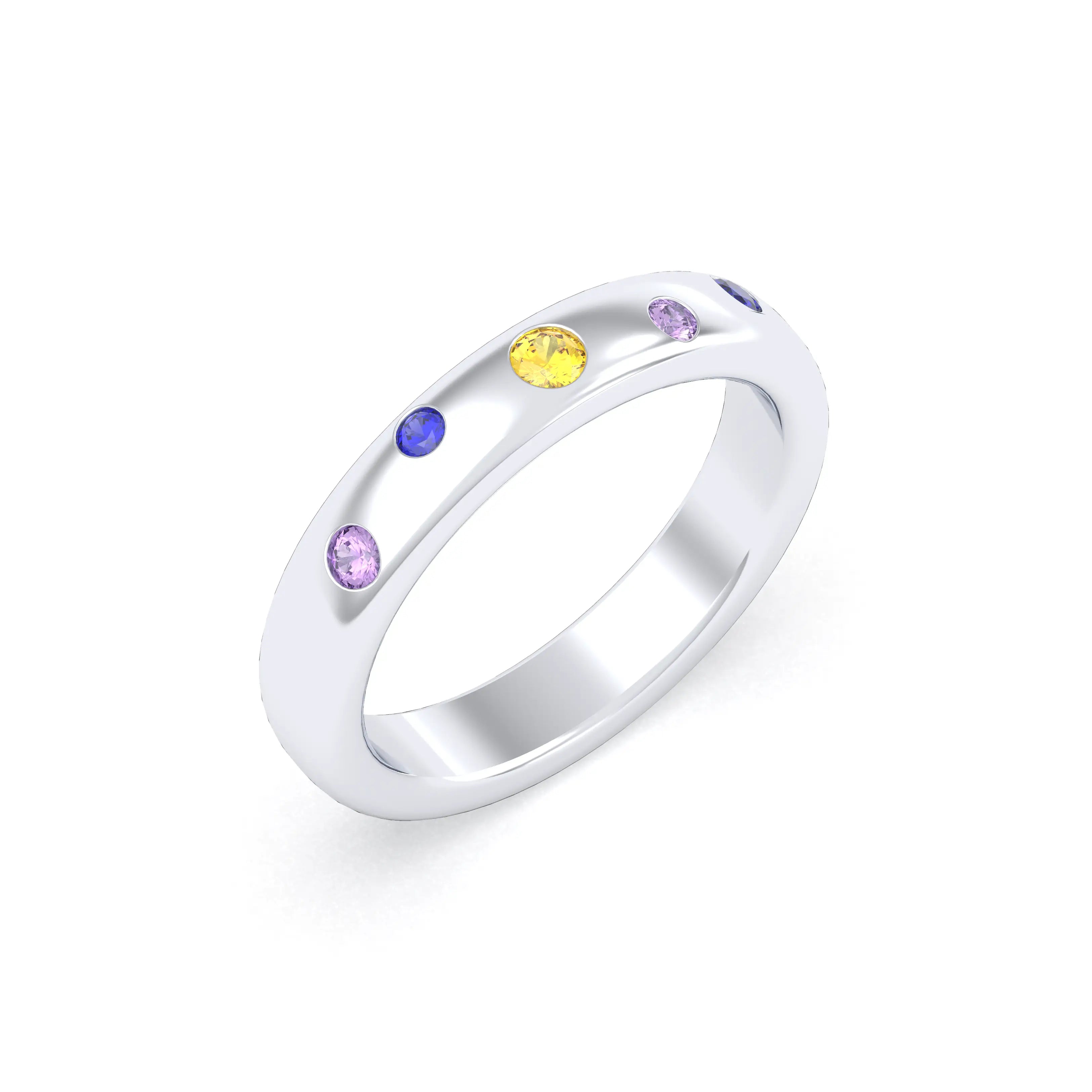 Bague Elisa en or blanc 18 carats – pierres fines et précieuses au choix Saphirs jaunes - Saphirs violets - Saphirs bleus