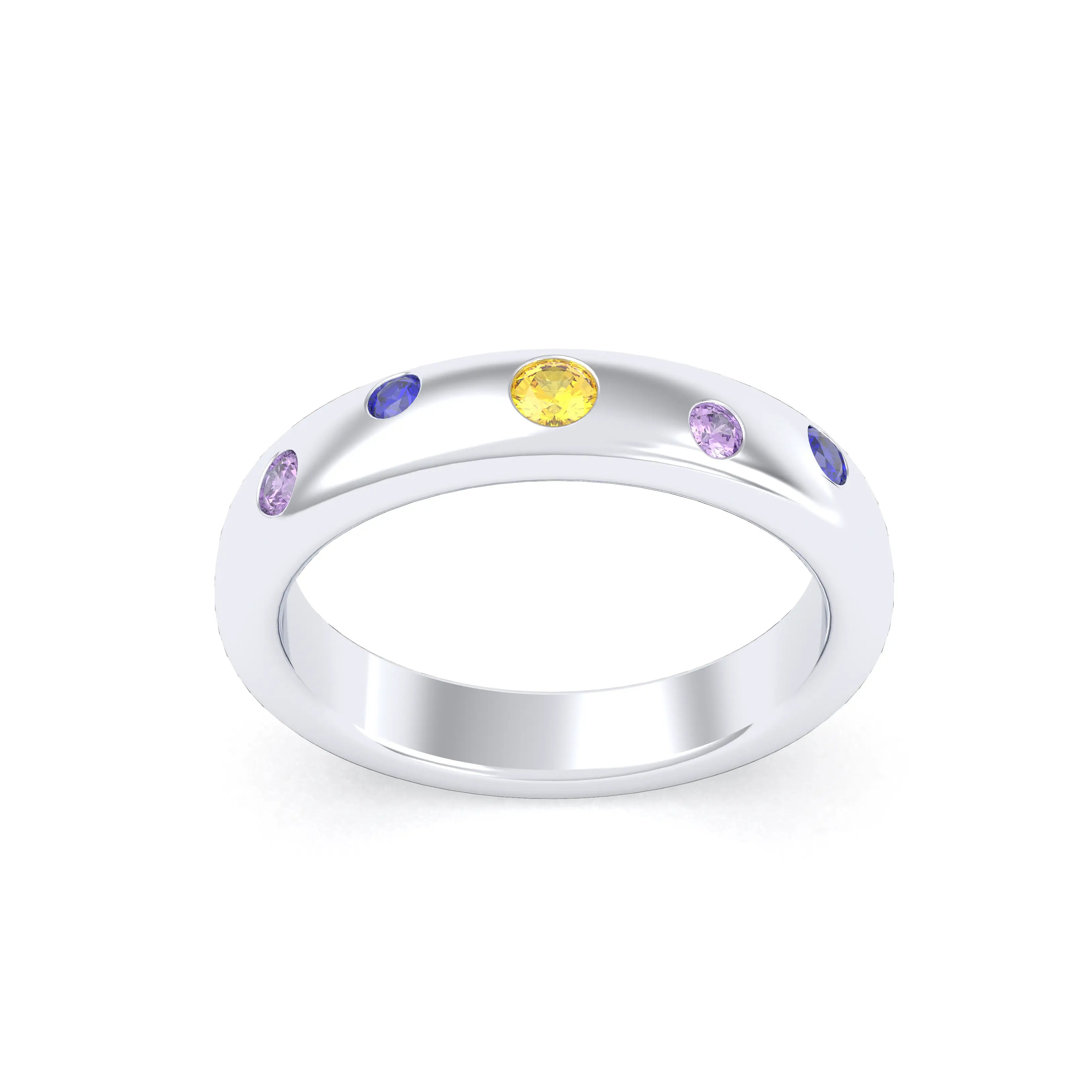 Bague Elisa en or blanc 18 carats – pierres fines et précieuses au choix