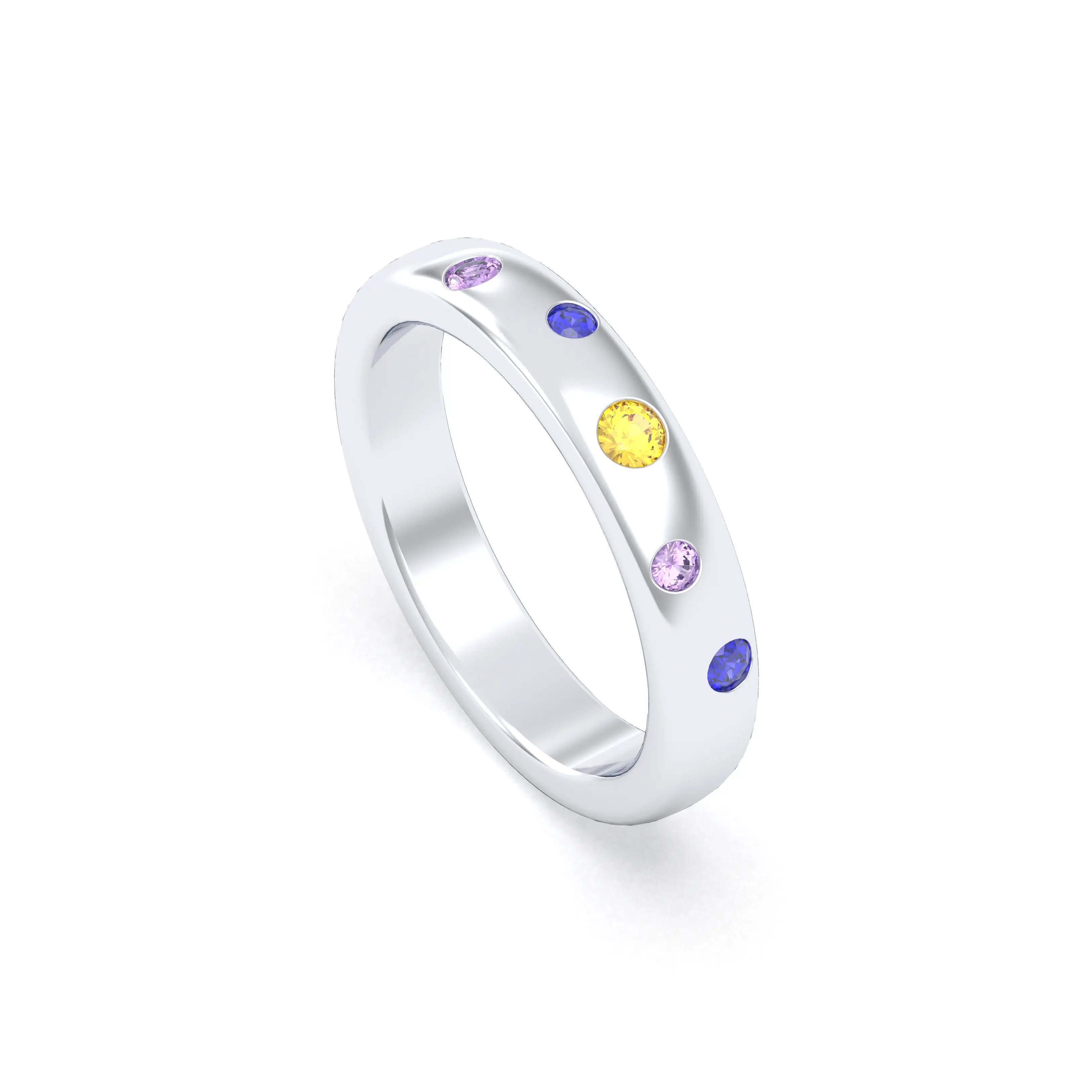 Bague Elisa en or blanc 18 carats – pierres fines et précieuses au choix