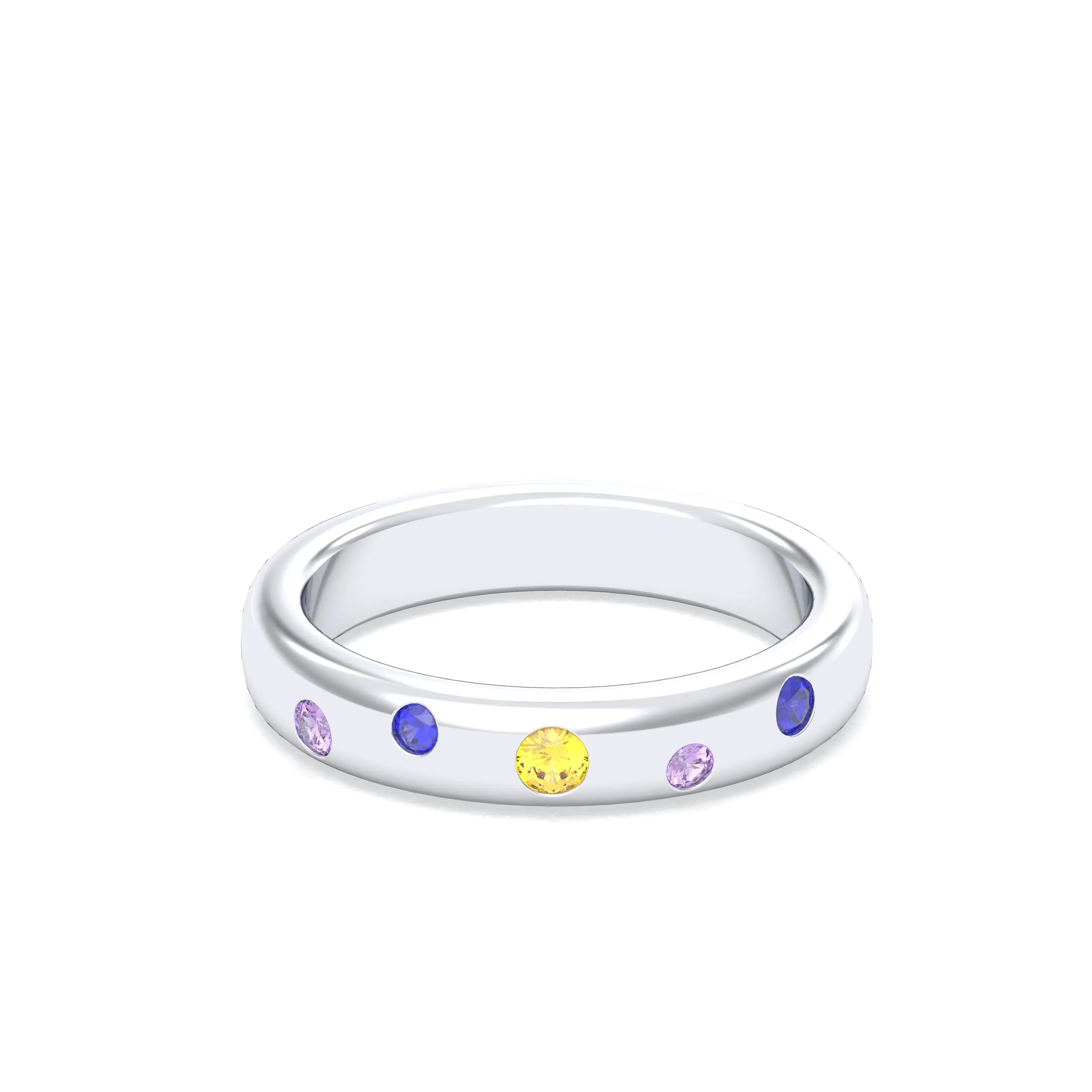 Bague Elisa en or blanc 18 carats – pierres fines et précieuses au choix