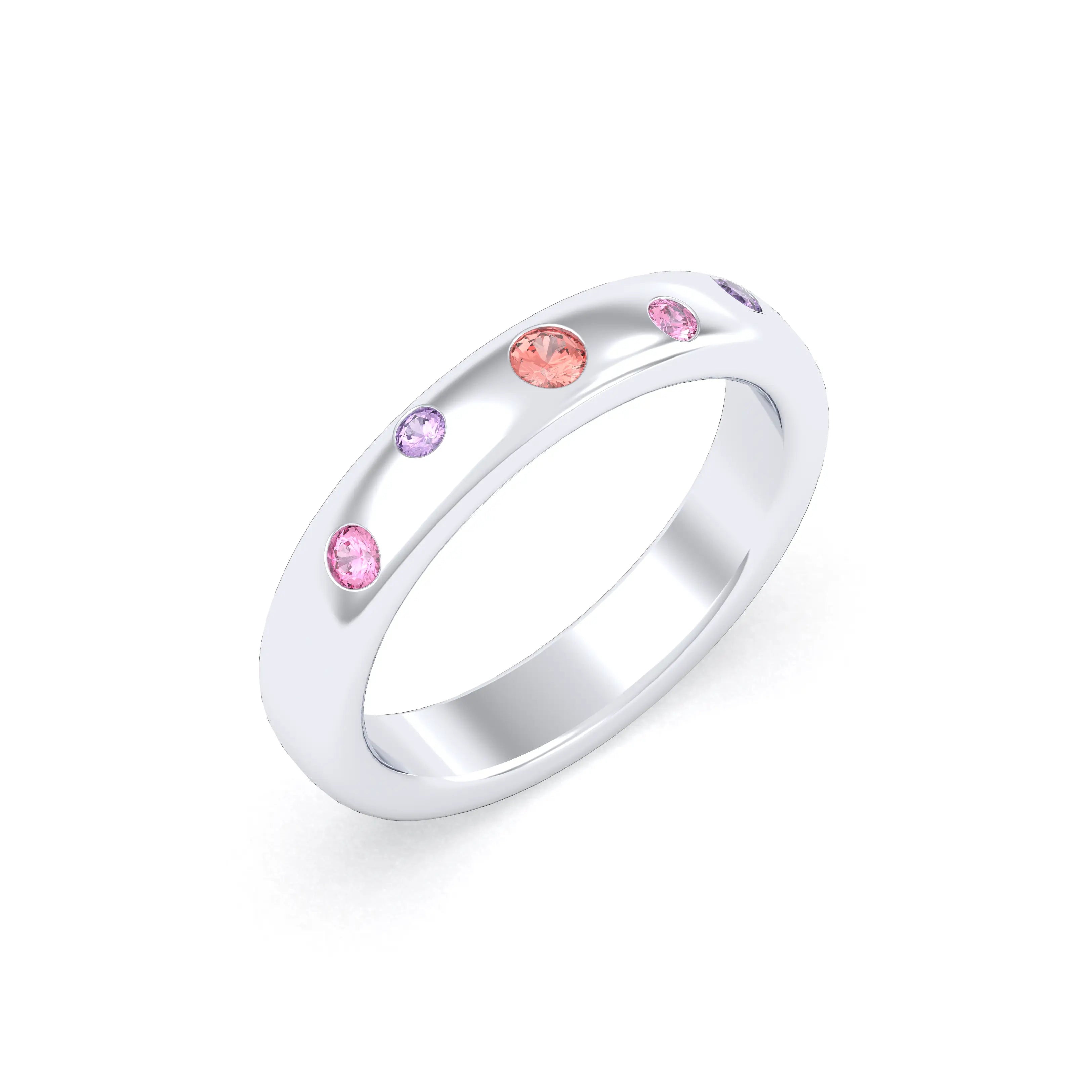 Bague Elisa en or blanc 18 carats – pierres fines et précieuses au choix Saphirs pêches - Saphirs violets - Saphirs roses