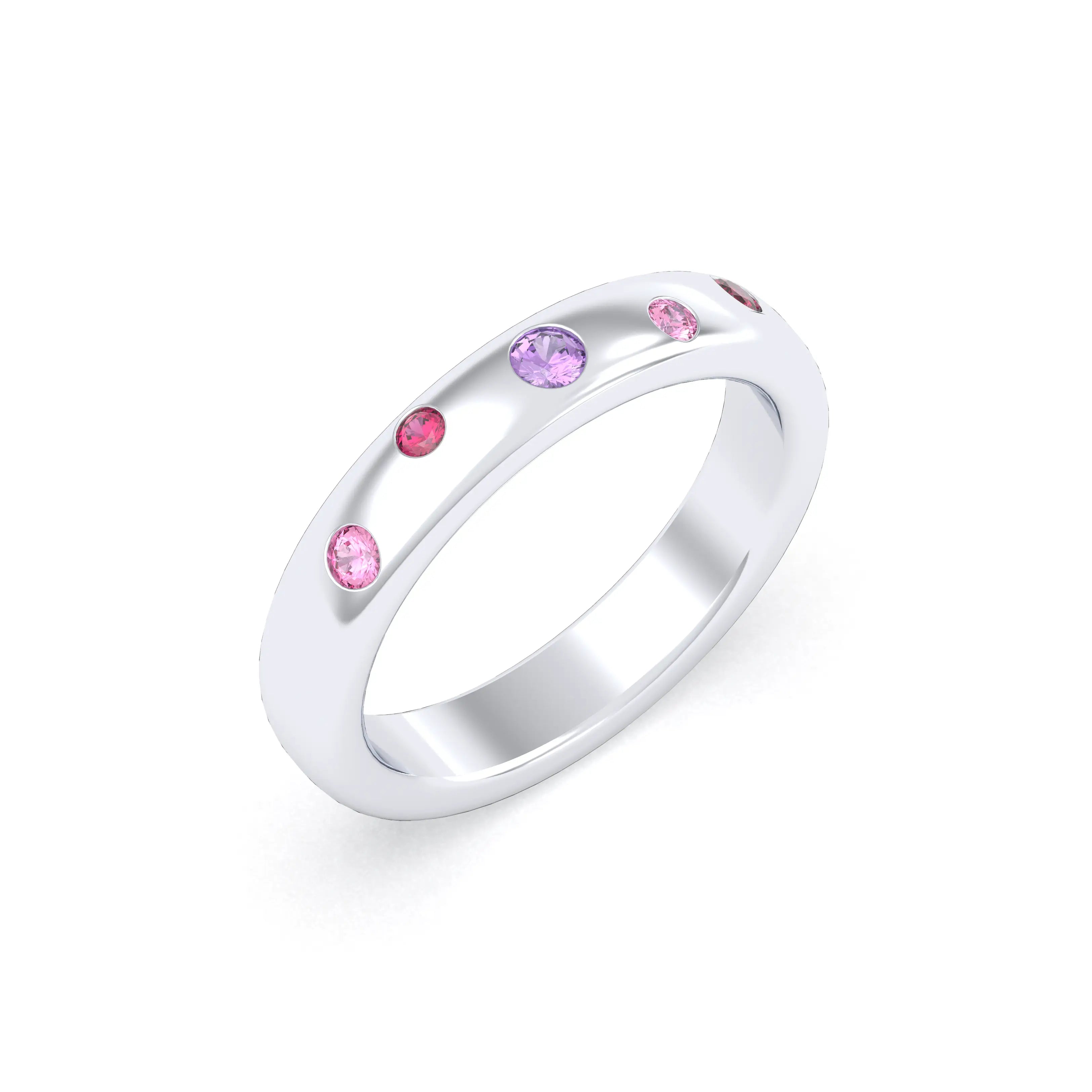 Bague Elisa en or blanc 18 carats – pierres fines et précieuses au choix Rubis - Saphirs violets - Saphirs roses
