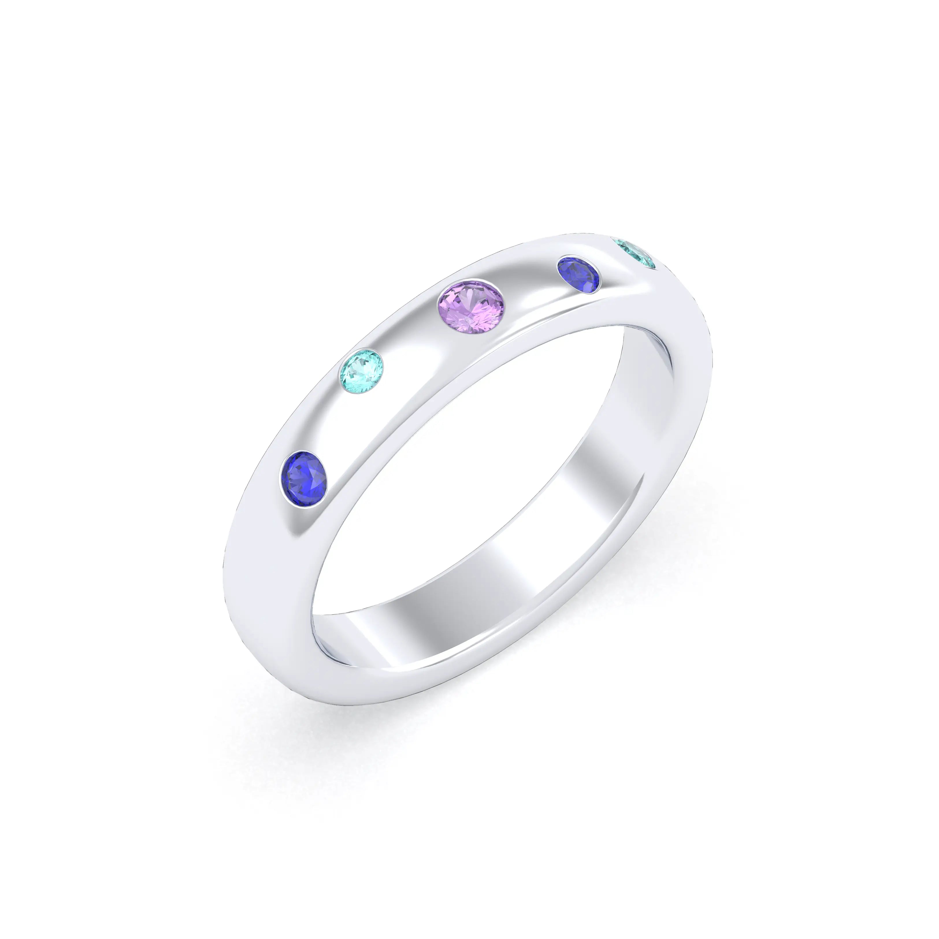 Bague Elisa en or blanc 18 carats – pierres fines et précieuses au choix Saphirs bleus - Saphirs violets - Tourmalines paraiba