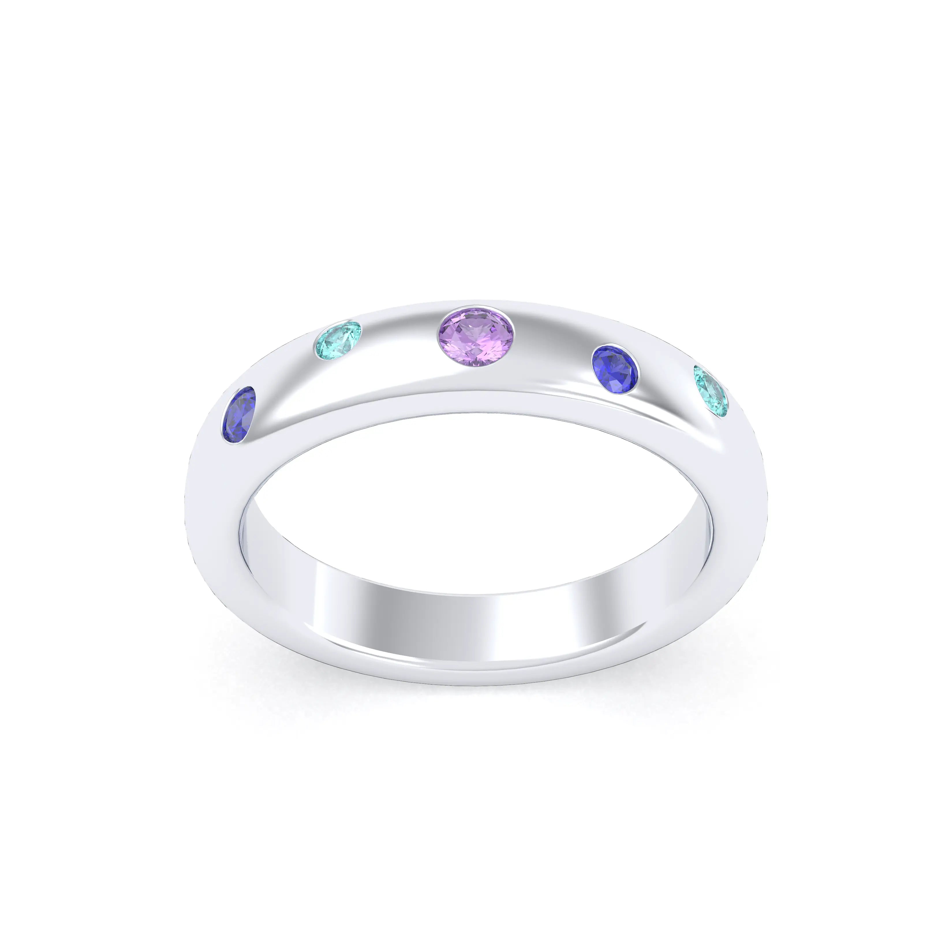 Bague Elisa en or blanc 18 carats – pierres fines et précieuses au choix