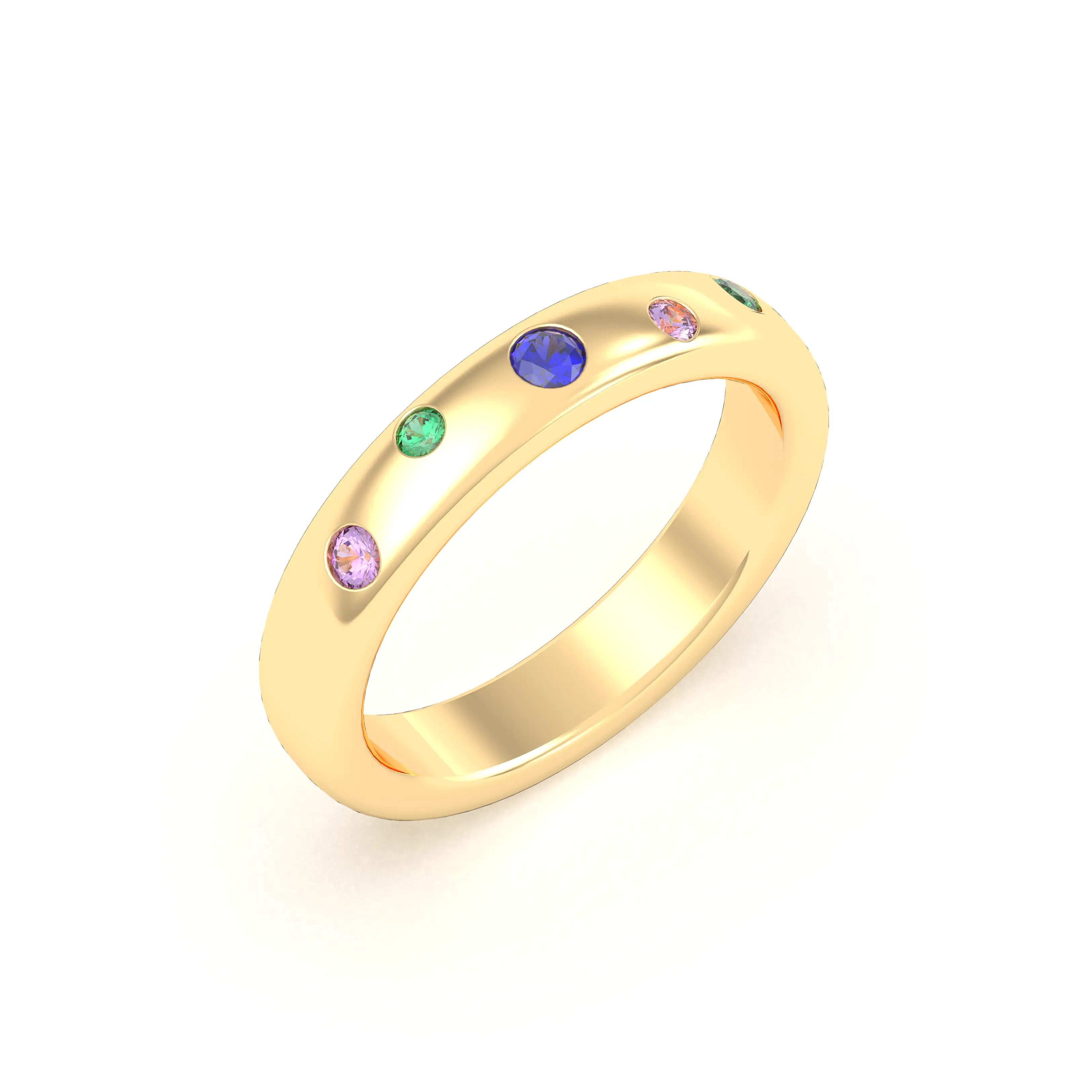 Bague Elisa en or jaune 18 carats – pierres fines et précieuses au choix Émeraudes - Saphirs bleus - Saphirs violets