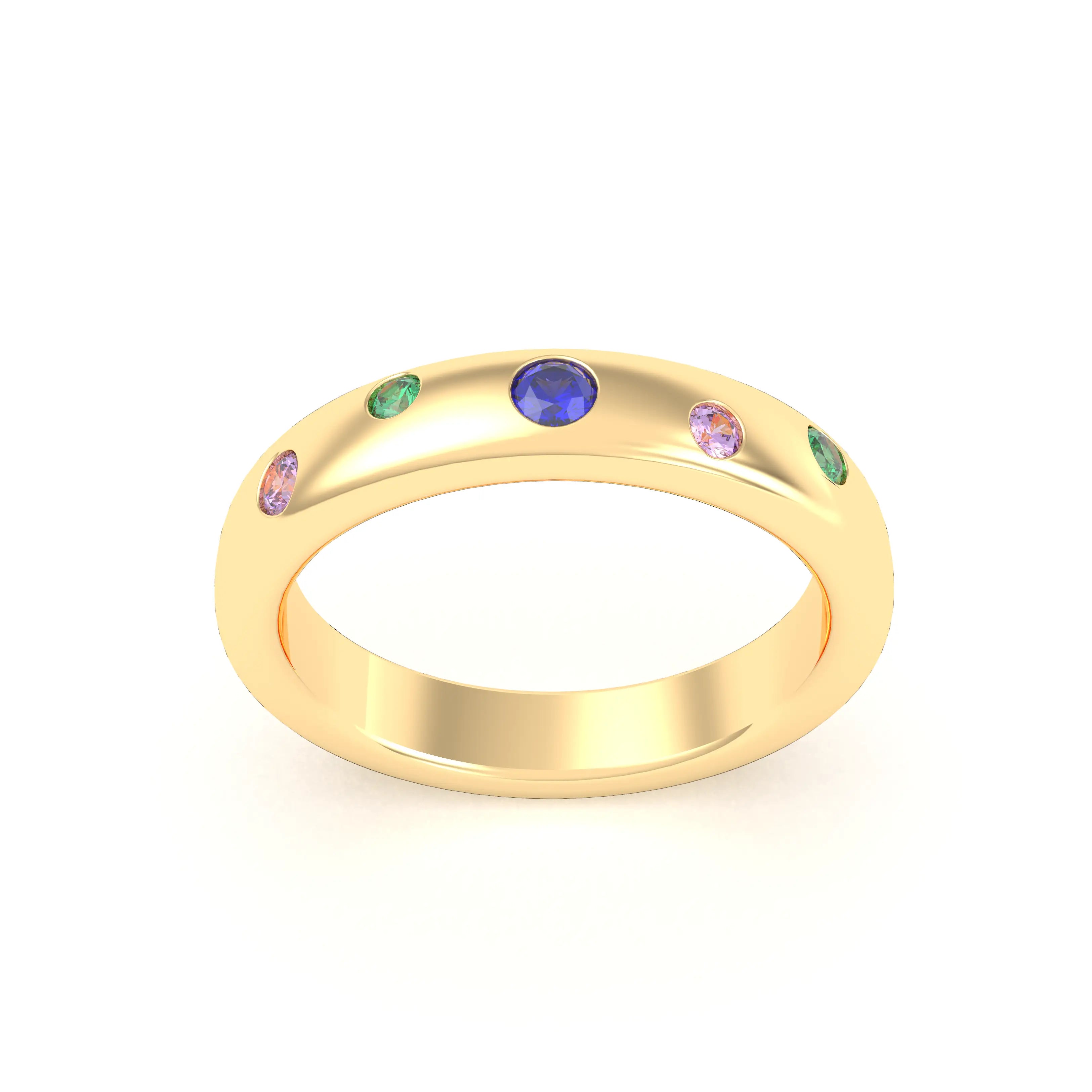 Bague Elisa en or jaune 18 carats – pierres fines et précieuses au choix