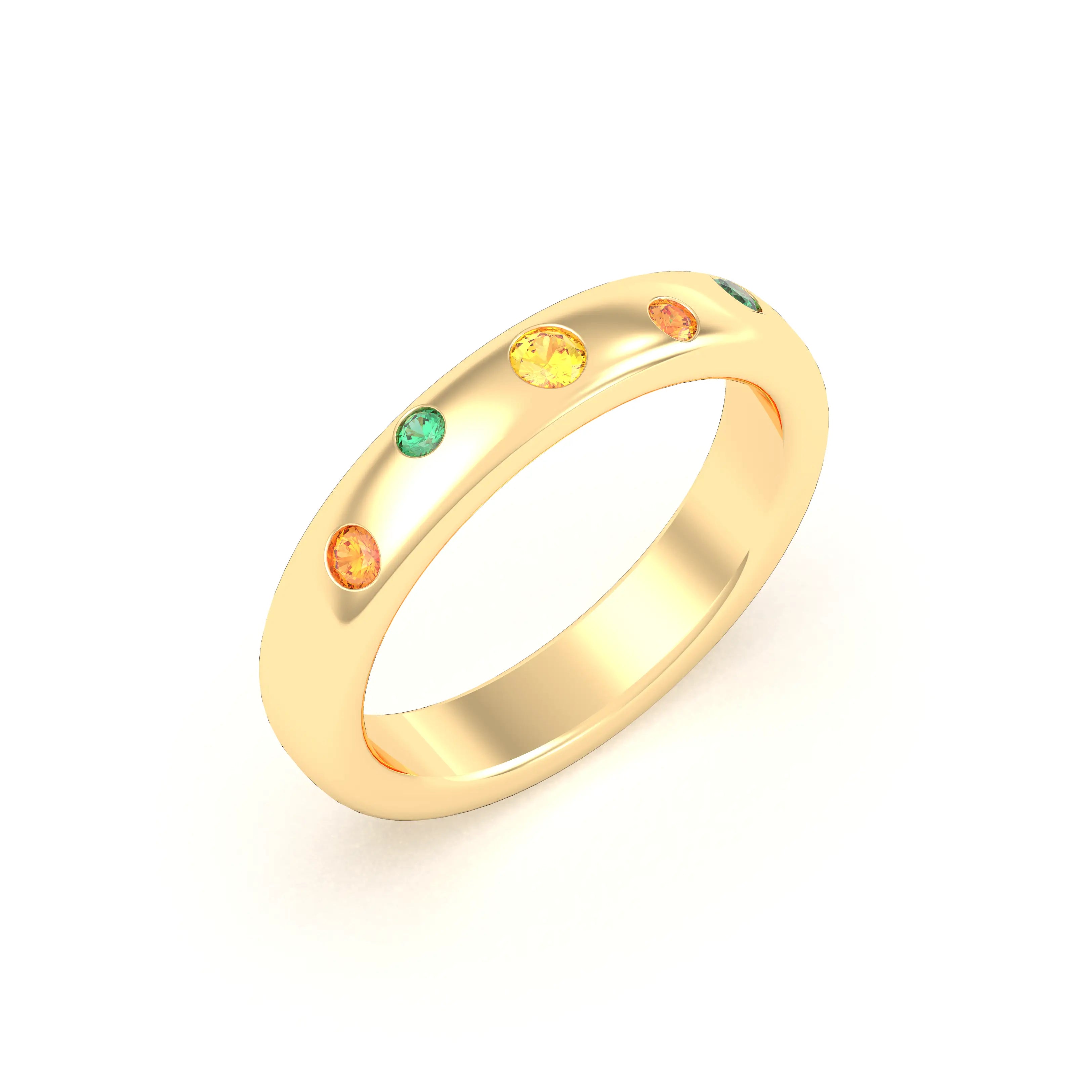 Bague Elisa en or jaune 18 carats – pierres fines et précieuses au choix Émeraudes - Saphirs jaunes - Grenats mandarin