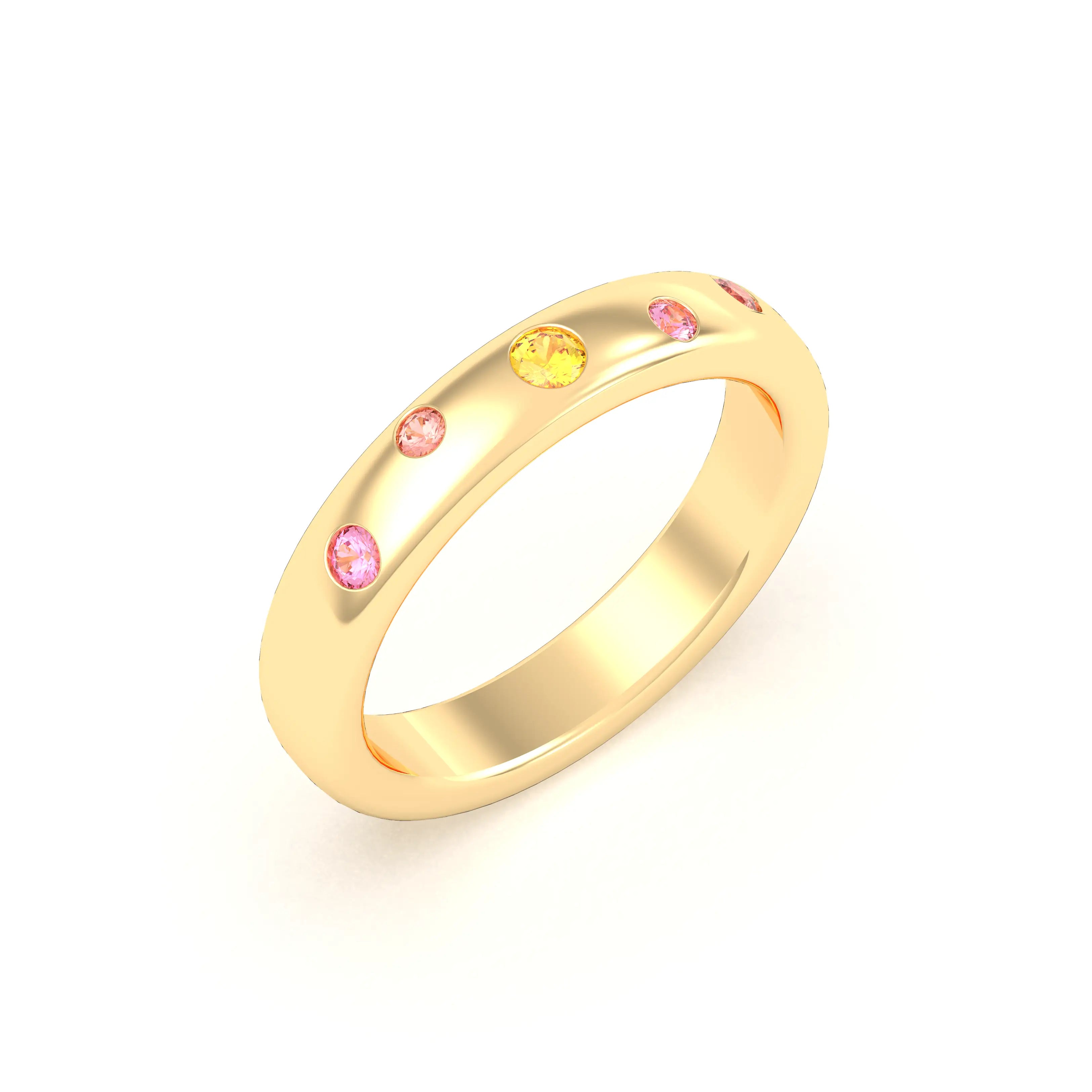 Bague Elisa en or jaune 18 carats – pierres fines et précieuses au choix Saphirs pêche - Saphirs jaunes - Saphirs roses