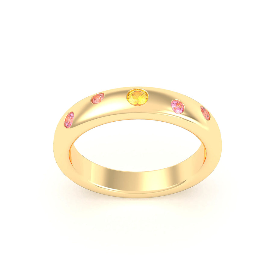 Bague de joaillerie en or jaune 18 carats, vue de détail, fabriquée à l’atelier Bajoia de Sèvres
