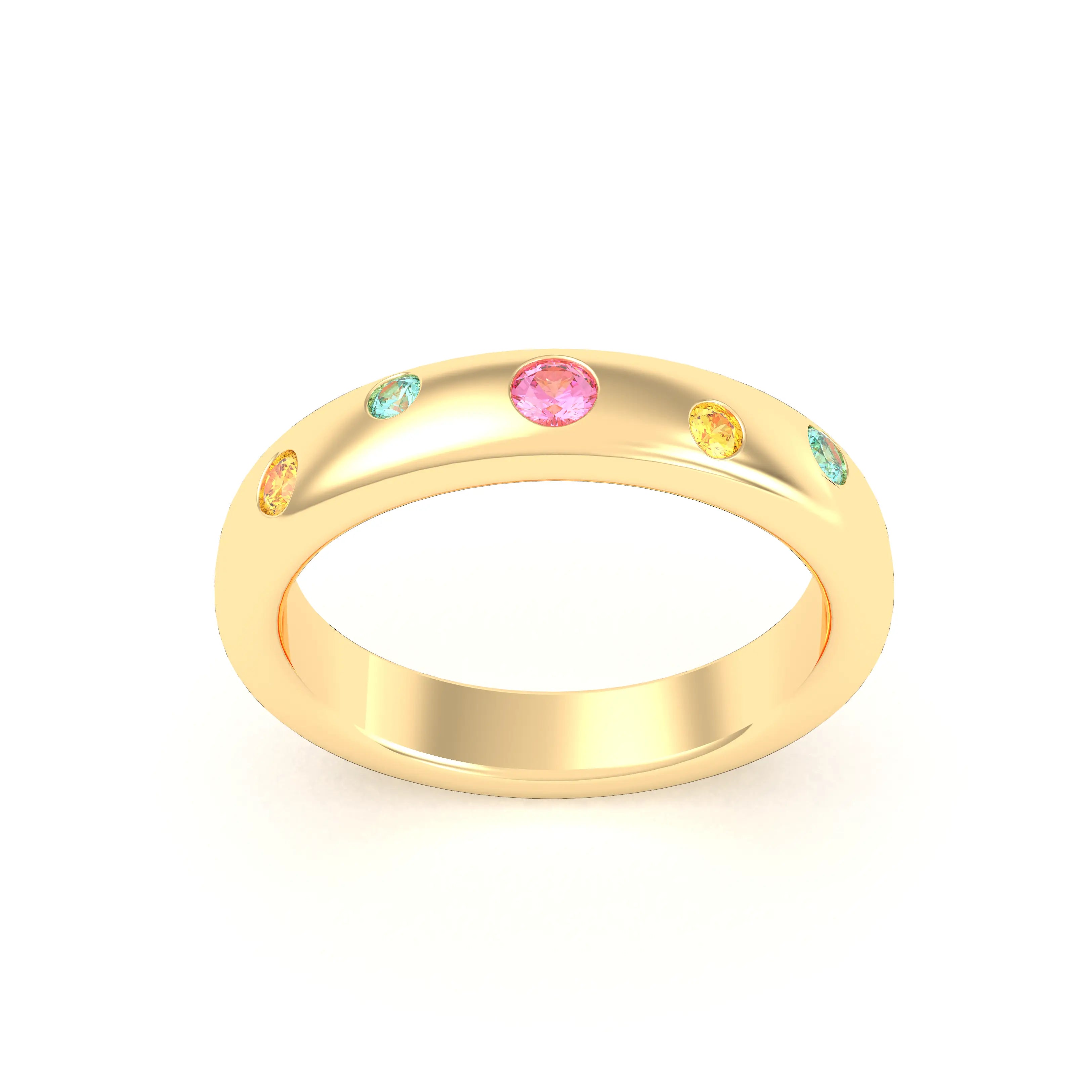 Bague Elisa en or jaune 18 carats – pierres fines et précieuses au choix