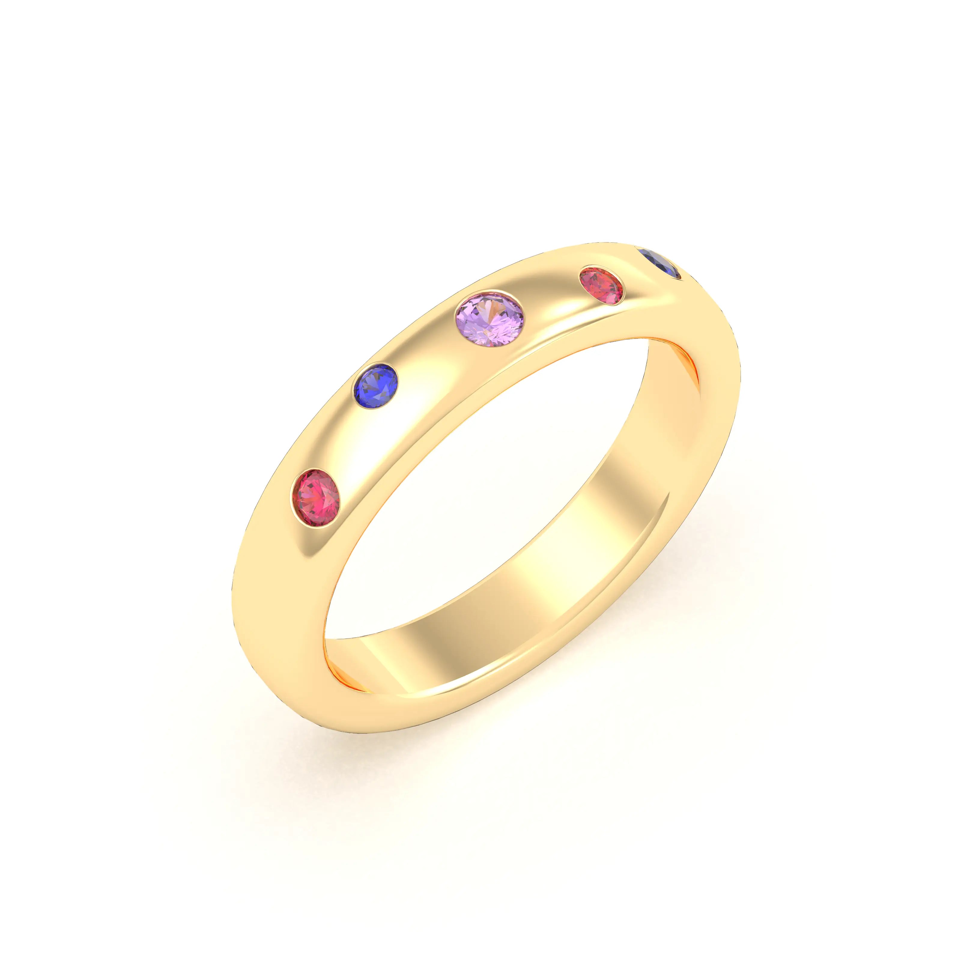 Bague Elisa en or jaune 18 carats – pierres fines et précieuses au choix Rubis - Saphirs bleus - Saphirs violets