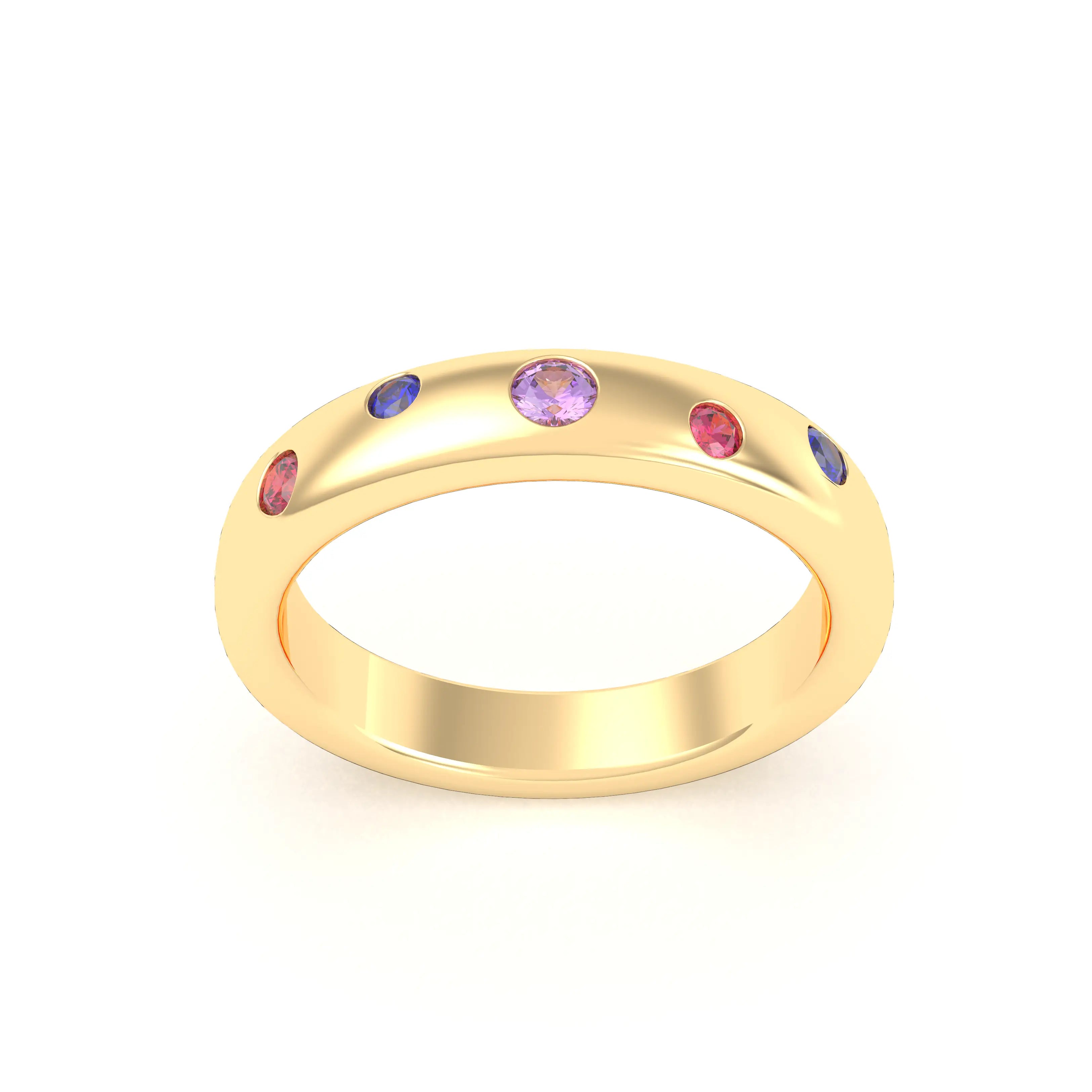 Bague Elisa en or jaune 18 carats – pierres fines et précieuses au choix