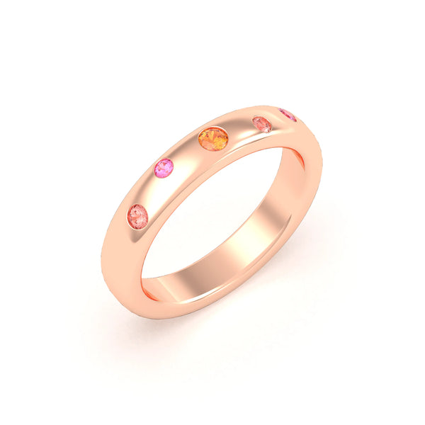 Bague Elisa en or rose 18 carats – pierres fines et précieuses au choix Grenats mandarins - Saphirs roses - Saphirs pêches