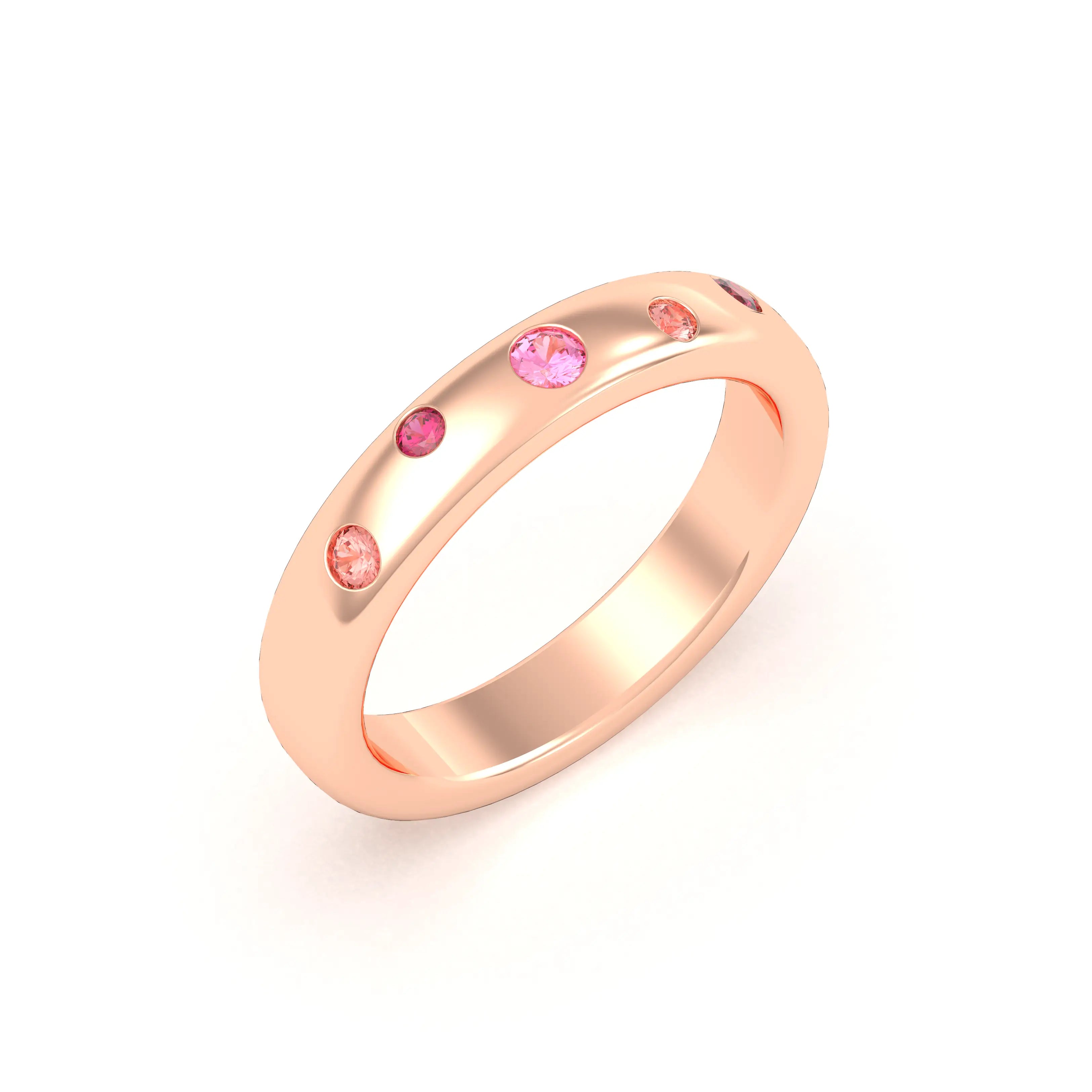 Bague Elisa en or rose 18 carats – pierres fines et précieuses au choix Rubis - Saphirs pêches - Saphirs roses