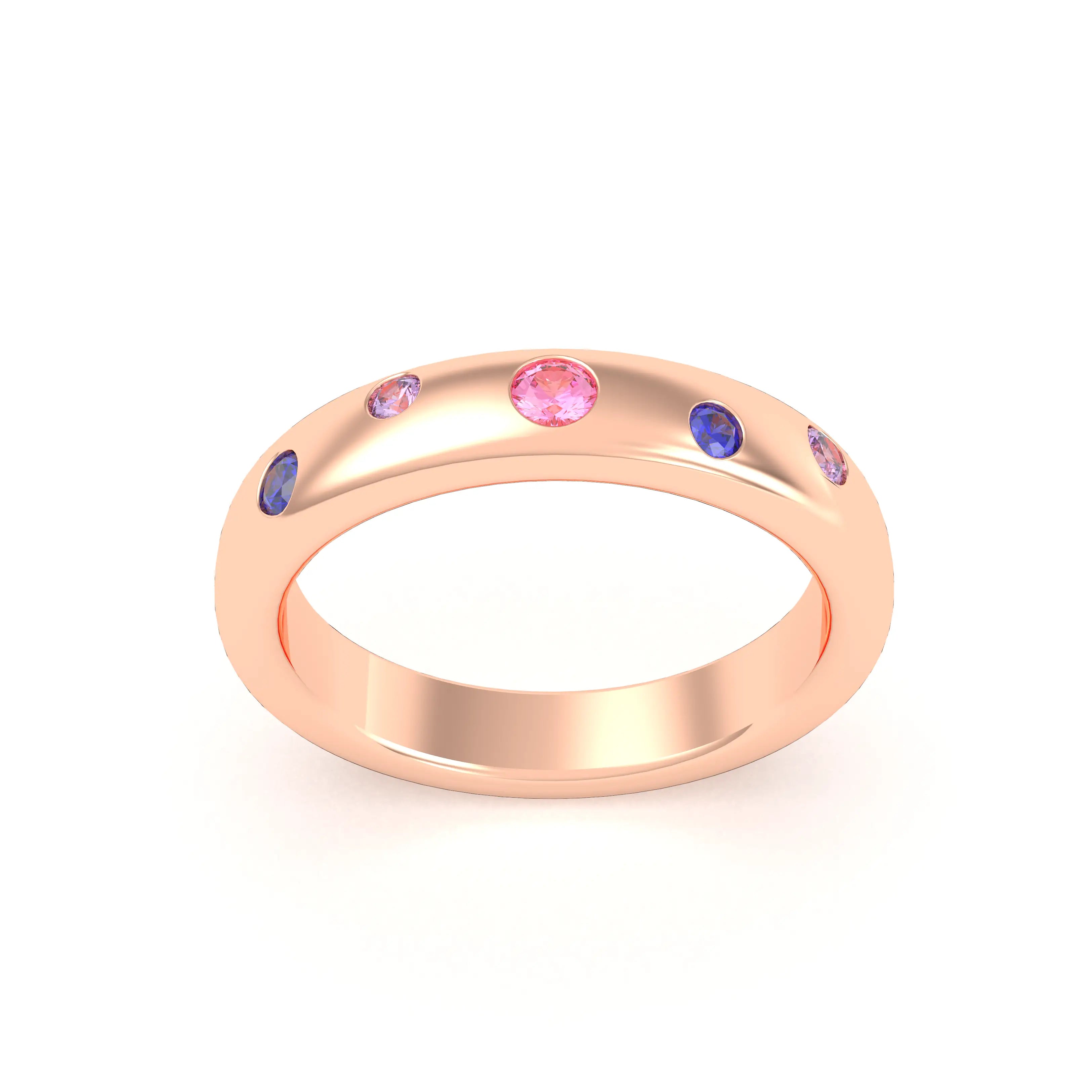 Bague Elisa en or rose 18 carats – pierres fines et précieuses au choix