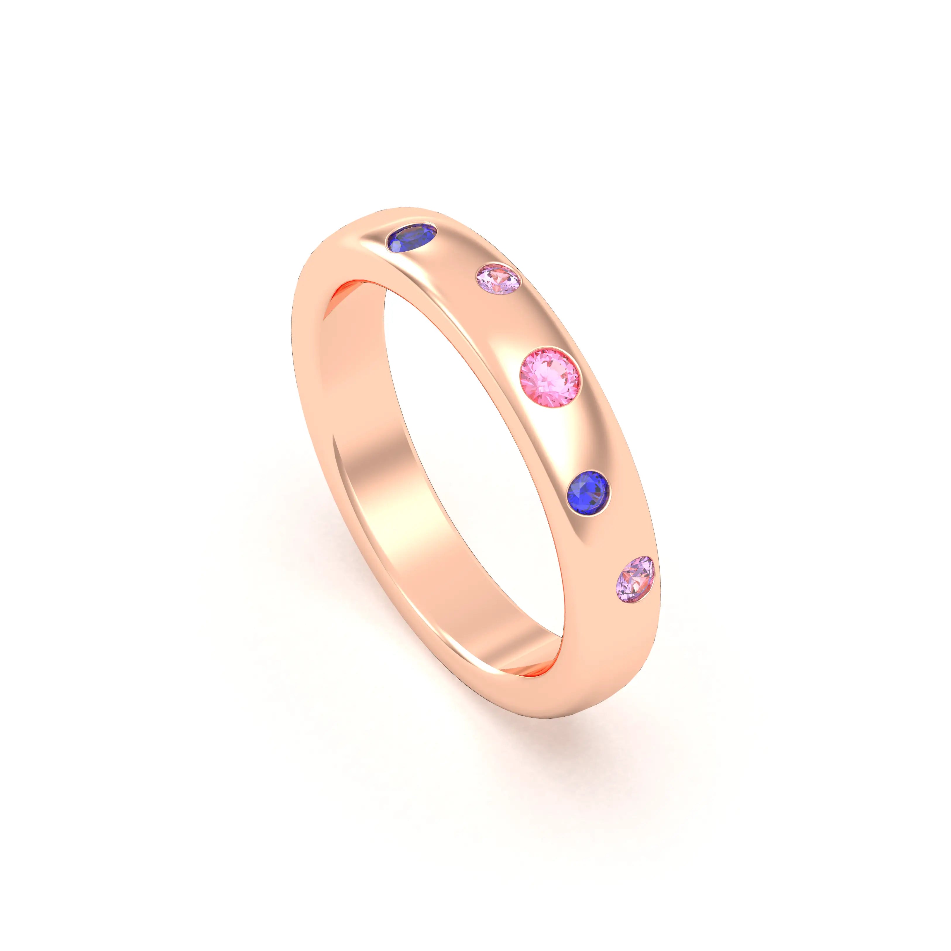 Bague Elisa en or rose 18 carats – pierres fines et précieuses au choix