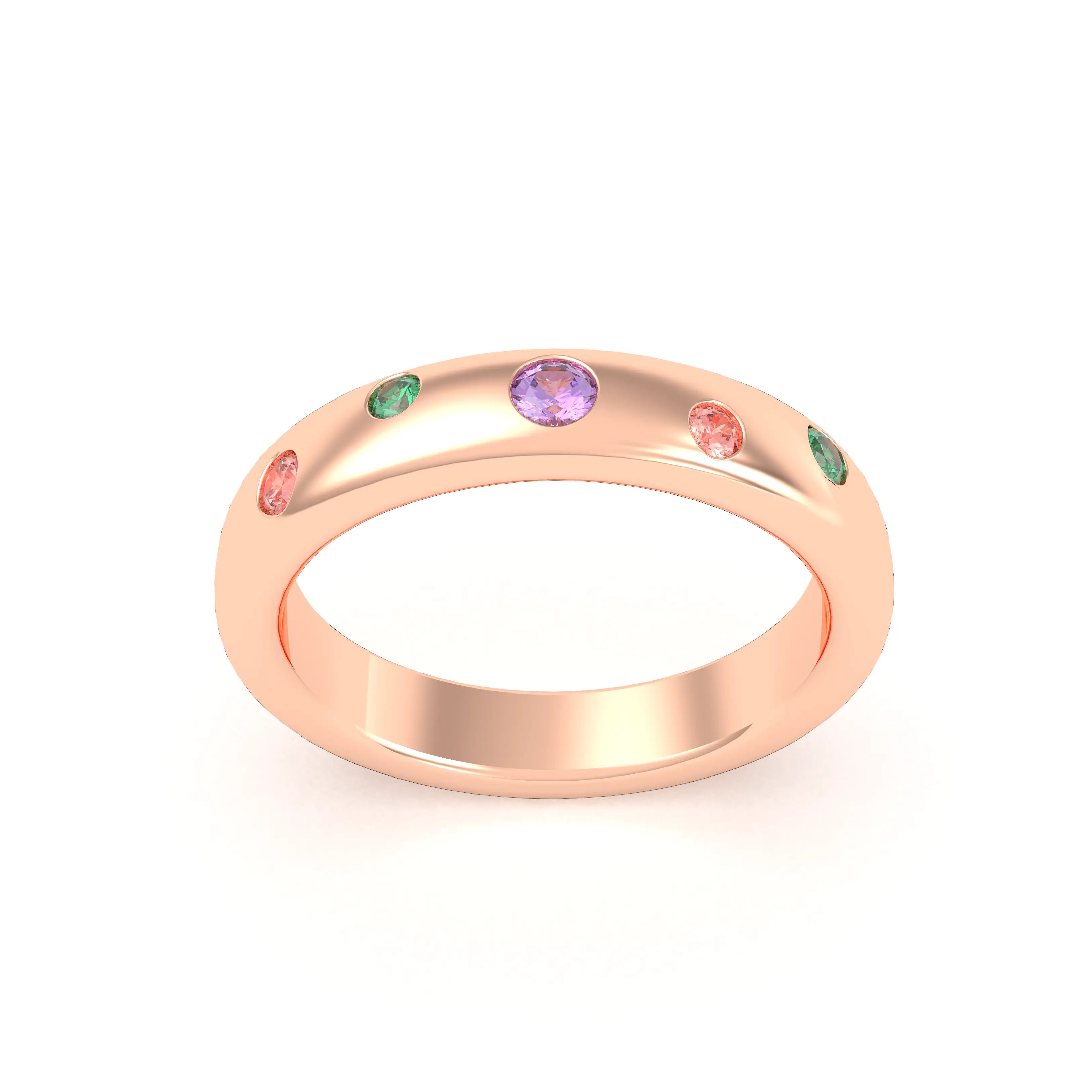 Bague Elisa en or rose 18 carats – pierres fines et précieuses au choix